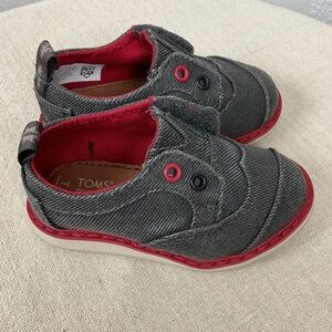 Toms Boys Toddler Ash Twill Velcro Shoes Brouge Size 4T